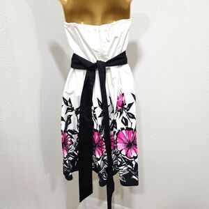 Alyn Paige Pastel Goth Fairy Dance White Black Pink Floral Strapless Dress 9 10